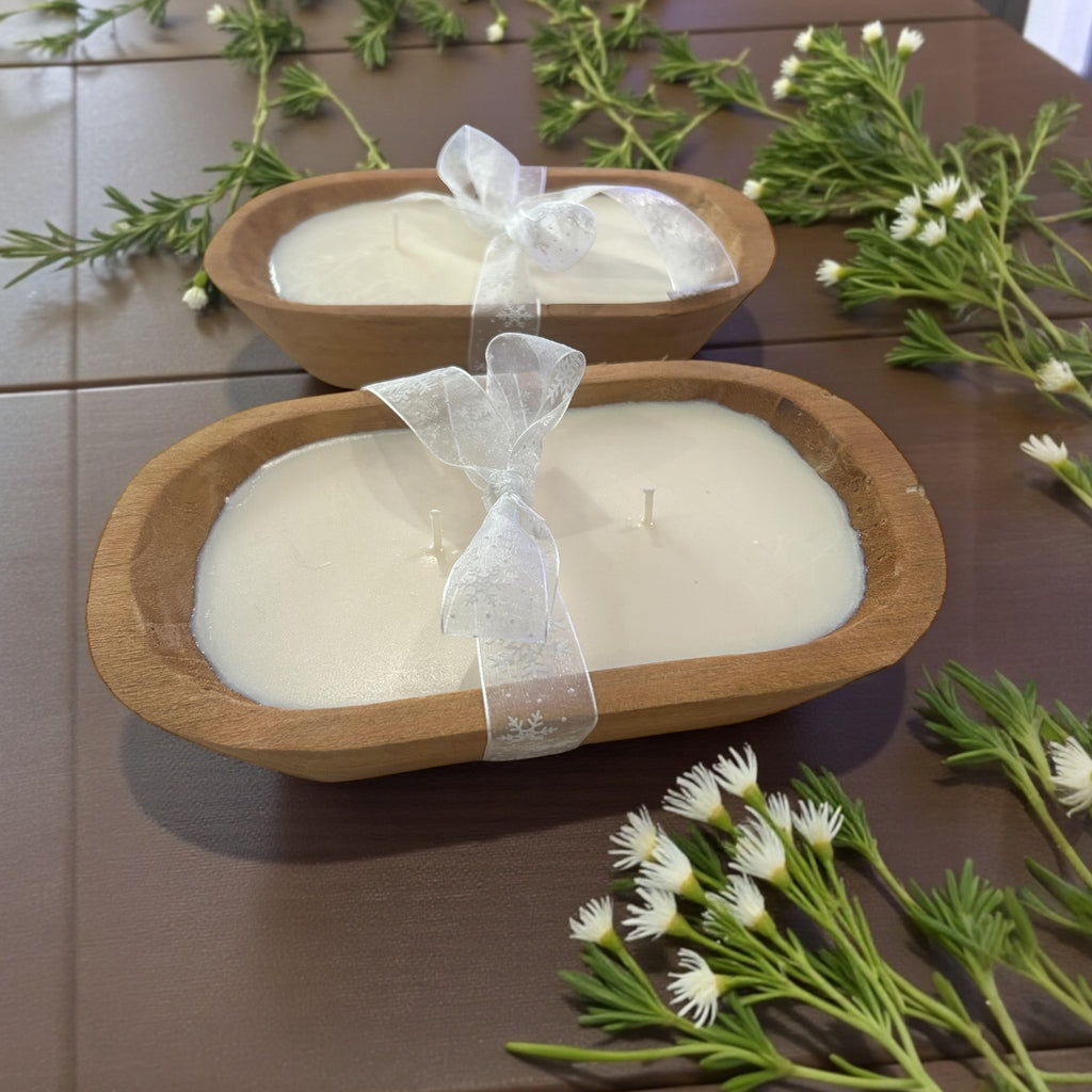 Wooden Dough Bowl Candle